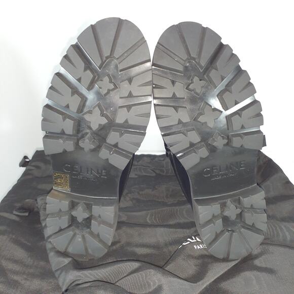 Celine 'Margaret' Black Round Toe Loafer With Triomphe Chain Size 8.5 - Picture 6 of 7